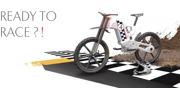 Ready to Race Foto von Elektrofahrrad Trefecta auf Asphalt und Schotter